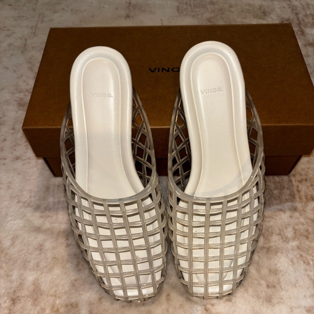 Vince Women's Cream and Gray Mesh Mules